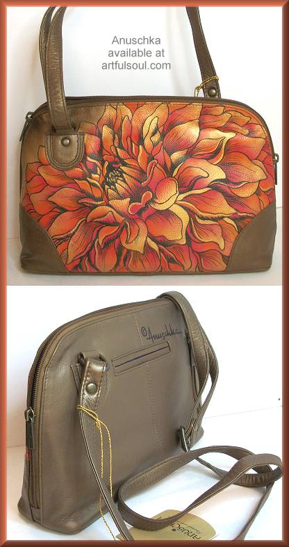 Anuschka Dreamy Dahlias Multi Compartment Zip-Around Organizer Bag