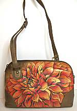 Anuschka Dreamy Dahlias Multi Compartment Zip-Around Organizer Bag