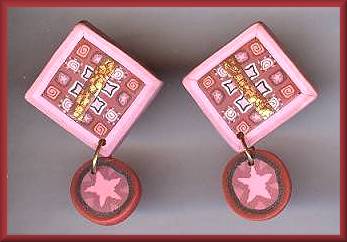Artful Fuschia Geometrics Earrings