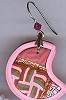 Artful Fuschia Geometrics Crescent Earrings