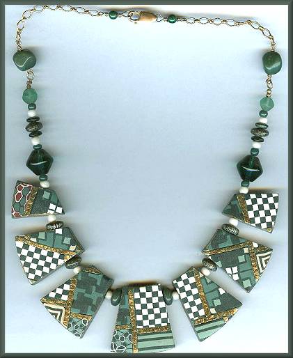 Artful Green Geometrics Necklace
