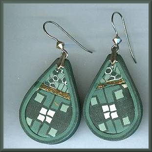 Artful Green Geometrics Earrings