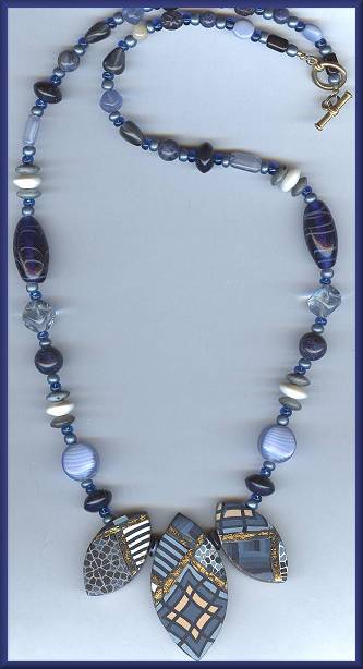 Artful Navy Geometrics Necklace