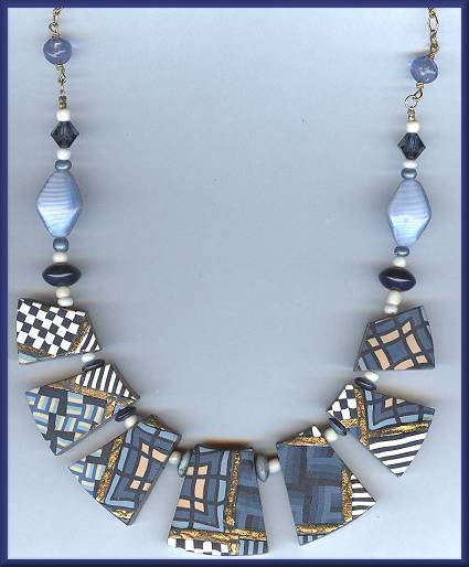 Artful Navy Geometrics Necklace