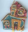 Artful Fuchsia/Teal Black House Pin