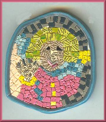 Artful Polymer Clay MicroMosaic Hello Pin