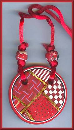 Artful Red Geometrics Pendant