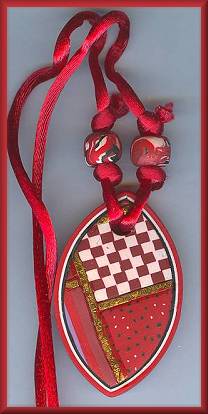 Artful Red Geometrics Pendant