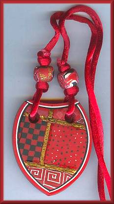 Artful Red Geometrics Pendant