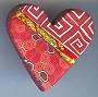 Artful Red Geometrics Heart Earrings