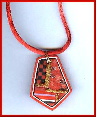 Artful Red Geometrics Pendant