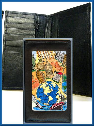 Audrey Leather Checkbook in Global Destinations