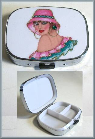 Audrey Pill Box in Pink Ruffles