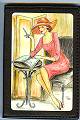 Audrey Leather Credit Card Holder in Pink Lady Writing