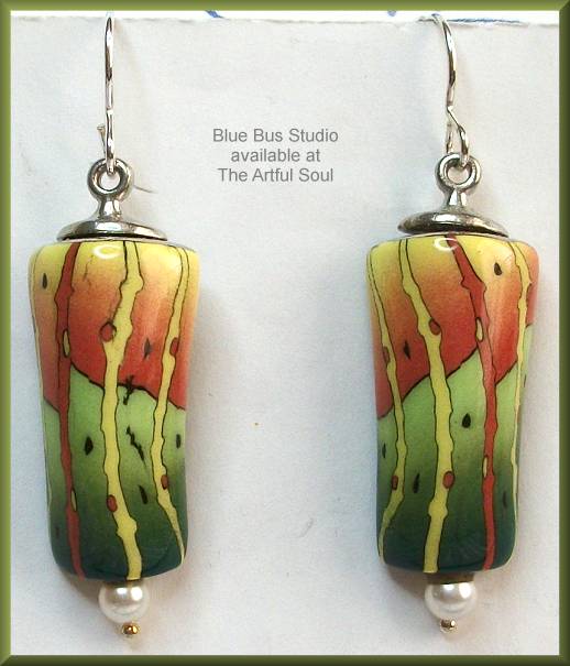 Blue Bus Parrot Pearl Delta Earrings