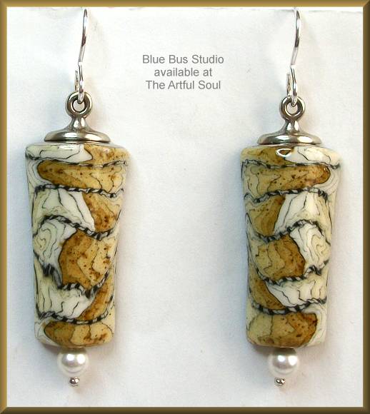 Blue Bus Straw Pearl Delta Earrings