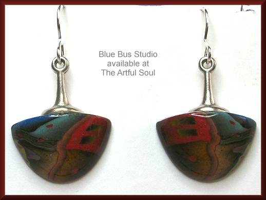 Blue Bus Torrent Swan Dangle Earrings