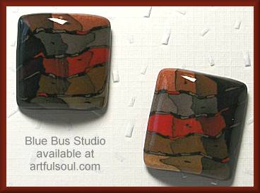 Blue Bus Sword Square CLIP Earrings (retired)