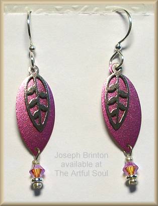 Brinton Slender Pink Leafy Earrings