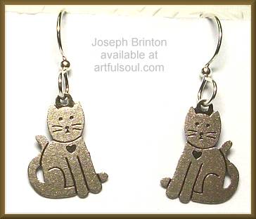Brinton Silver Cat Earrings