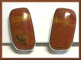 Charles Albert Red Creek Jasper CLIP Earrings