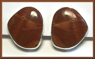 Charles Albert Red Creek Jasper CLIP Earrings