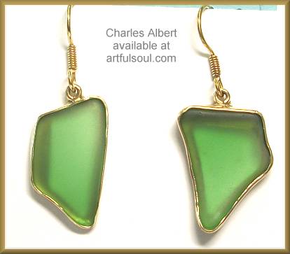 Charles Albert Alchemia Green Recycled Glass Earrings