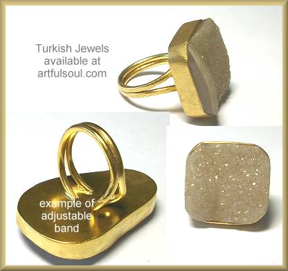 Turkish Champagne Drusy Brass Adjustable Ring