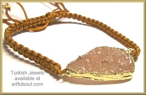 Turkish Taupe Drusy Macrame Bracelet