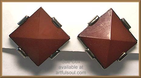 Sue Cox Dark Brick CLIP Earrings