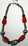 Sue Cox Short Red/Gray Necklace