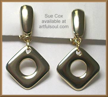 Sue Cox Satin Gold Doorknocker CLIP Earrings