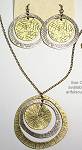 Sue Cox Burnished Gold/Silver Pendant/Earrings Set