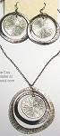 Sue Cox Burnished Silver Pendant/Earrings Set