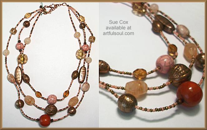 Sue Cox Pinks and Copper Necklace