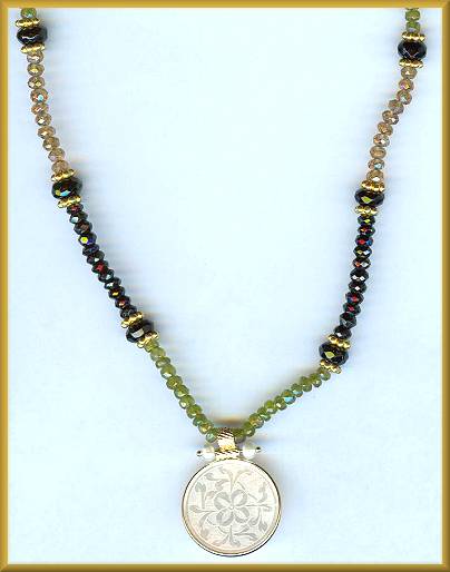 Donna Chambers 14kt Citrine/Onyx/Peridot Necklace