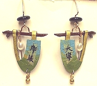 Doezignz Blue/Green Sash Earrings