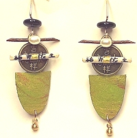 Doezignz Asian Pear Coin & Scroll Earrings