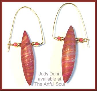 Judy Dunn Shibori Rose Red Earrings
