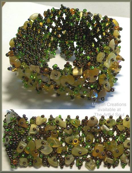 Mayan Olive Beaded Bracelet
