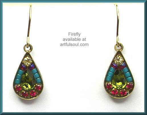 Firefly Teardrop Mosaic Earrings, Olivine