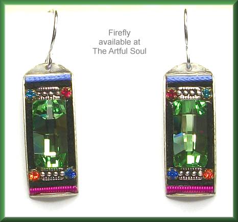 Firefly Baguette Green Earrings