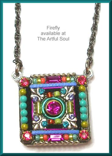 Firefly Fleur-de-Lis Corners Square Necklace