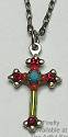 Firefly Dainty Cross Necklace, Ruby Multi