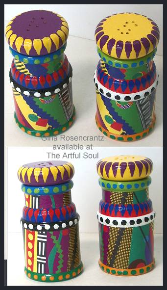 Gina Rosencrantz Painted Wood Salt & Pepper Set