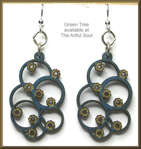 Green Tree Blossoms Bubbles Earrings Teal
