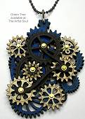 Green Tree Gear Necklace Blue/Black