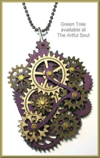 Green Tree Gear Necklace Purple