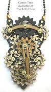 Green Tree Gear Necklace Black/Tan