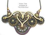 Green Tree Gear Necklace Wine/Black/Tan